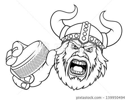 Viking Ice Hockey Sports Team Mascot Man Viking Ice Hockey Sports Team Mascot Man 139950494