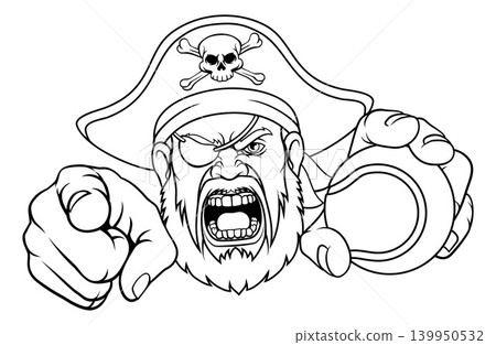 Pirate Tennis Ball Sports Team Mascot Man 139950532
