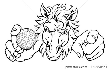 Horse Mustang Stallion Golf Sports Team Mascot 139950541