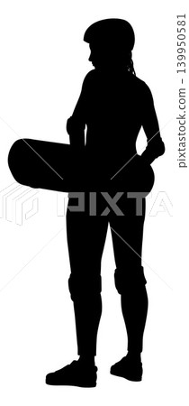 Woman Silhouette Female Skateboarder Girl Woman Silhouette Female Skateboarder Girl 139950581