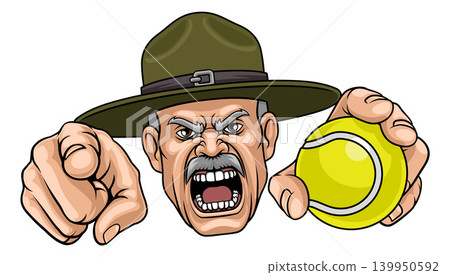 Drill Instructor Sergeant Bootcamp Tennis Mascot Drill Instructor Sergeant Bootcamp Tennis Mascot 139950592