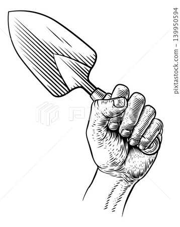 Gardener Fist Hand Holding Trowel Gardening Tool Gardener Fist Hand Holding Trowel Gardening Tool 139950594