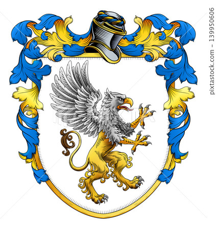 Griffin Gryphon Coat of Arms Crest Heraldic Shield Griffin Gryphon Coat of Arms Crest Heraldic Shield 139950606