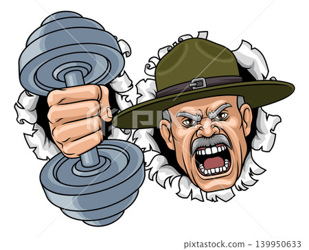 Drill Instructor Sergeant Weight Lifting Gym Man Drill Instructor Sergeant Weight Lifting Gym Man 139950633