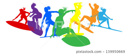 Surfer Surfboard Surfers Women Female Silhouettes Surfer Surfboard Surfers Women Female Silhouettes 139950669