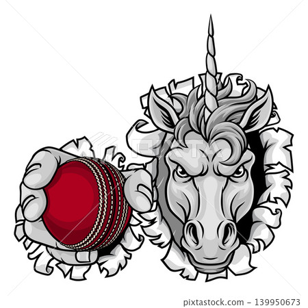 Unicorn Horse Cricket Sports Team Mascot Unicorn Horse Cricket Sports Team Mascot 139950673