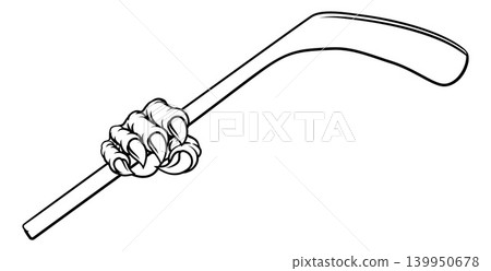 Ice Hockey Stick Claw Cartoon Monster Animal Hand Ice Hockey Stick Claw Cartoon Monster Animal Hand 139950678