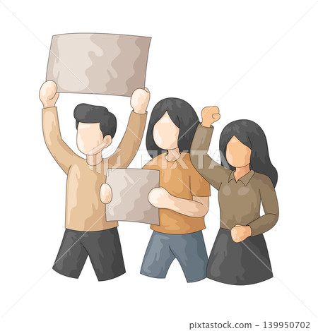 Group of Protesters Illustration 139950702