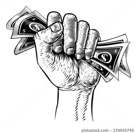 Hand Clenched Fist Holding Dollars Cash Money Hand Clenched Fist Holding Dollars Cash Money 139950749