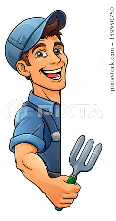Gardener Cartoon Garden Tool Man Farmer Mascot 139950750