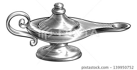 Oil Magic Antique Lamp Concept Illustration Oil Magic Antique Lamp Concept Illustration 139950752
