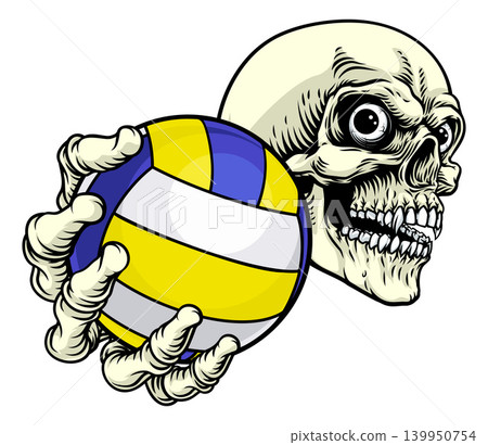Skeleton Grim Reaper Death Volleyball Team Mascot Skeleton Grim Reaper Death Volleyball Team Mascot 139950754