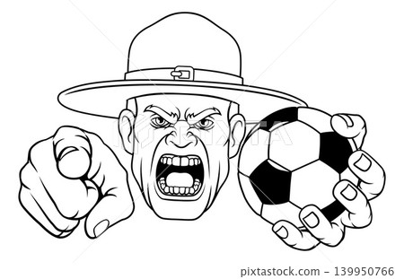 Drill Instructor Sergeant Soccer Football Mascot Drill Instructor Sergeant Soccer Football Mascot 139950766