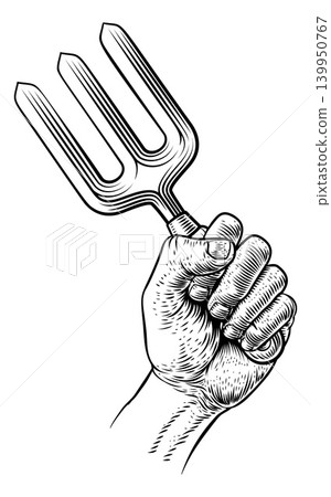 Gardener Fist Hand Holding Fork Gardening Tool Gardener Fist Hand Holding Fork Gardening Tool 139950767