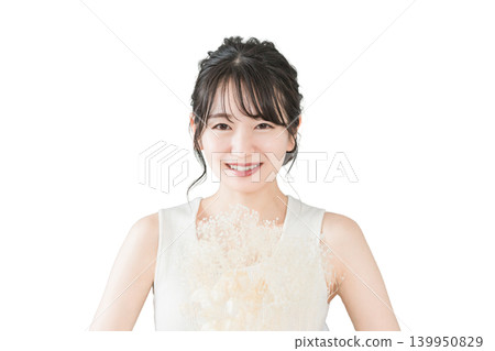 Asian woman holding a bouquet (bridal, bride, wedding) Asian woman holding a bouquet (bridal, bride, wedding) 139950829