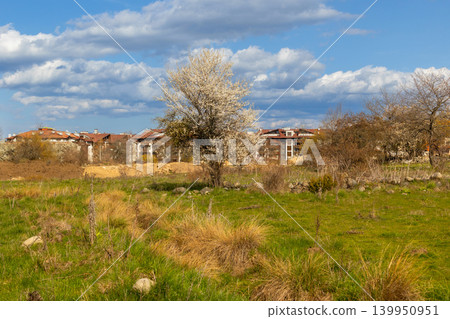 houses in bansko resort, bulgaria blooming trees 139950951