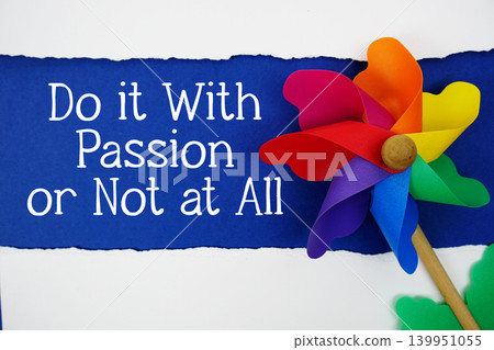 Do it with Passion or Not at all motivational and inspirational quotes message on navy blue background Do it with Passion or Not at all motivational and inspirational quotes message on navy blue background 139951055