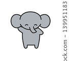 Cute, hand-drawn style elephant illustration - smiling and raising its hand 139951183