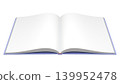 A hardcover book with a blue cover in an open state (transparent background, 3DCG). 139952478