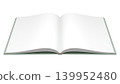 A hardcover book with a green cover in an open state (transparent background, 3DCG). 139952480