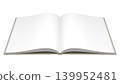 A hardcover book with a yellow cover in an open state (transparent background, 3DCG). 139952481