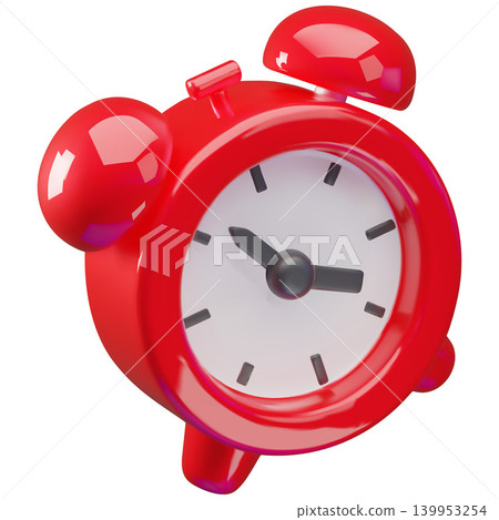 3D red alarm clock with bells cartoon plastic style vector icon, deadline and time management concept, watch reminder 3D red alarm clock with bells cartoon plastic style vector icon, deadline and time management concept, watch reminder 139953254