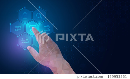 Touch the future, Interface technology, the future of user experience. Futuristic concept. Vector illustration. 139953261