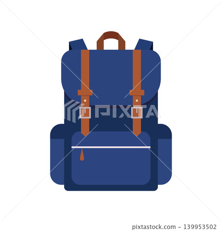 Dark blue school backpack flat style. Dark blue school backpack flat style. 139953502