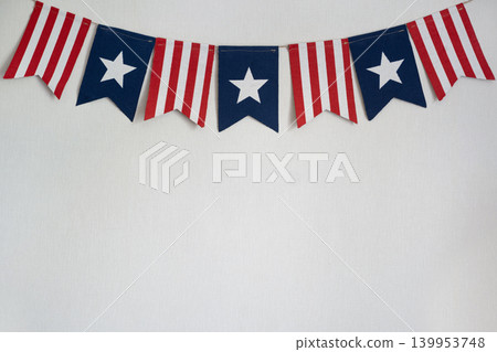 American patriotic banner decoration isolated on white background American patriotic banner decoration isolated on white background 139953748