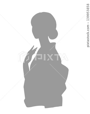 Silhouette illustration of a woman in traditional Japanese clothing (grayish) 139953858