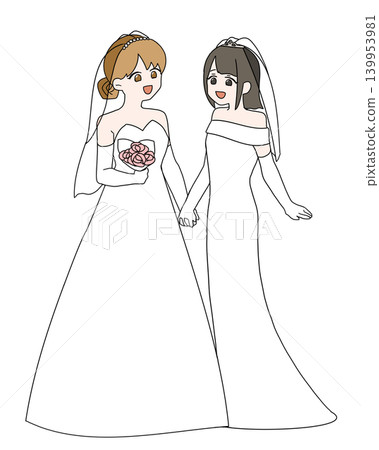 同性婚姻插畫(女性) 同性婚姻插畫(女性) 139953981