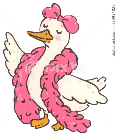 Silly goose birthday illustration set, cute coquette goose character with bow, party hat, present gift, whimsical cartoon duck collection, playful hand-drawn nursery invitation decor Silly goose birthday illustration set, cute coquette goose character with bow, party hat, present gift, whimsical cartoon duck collection, playful hand-drawn nursery invitation decor 139954826