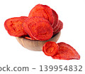 Crispy roasted carrot chips with sea salt, isolated on white background. Healthy and crunchy natural vegetable snack. Clipping path. 139954832