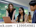 A young business team in their 20s having a meeting in a casual office setting. 139954981