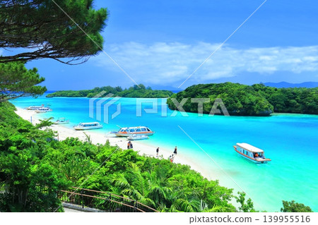 [Okinawa Prefecture] A view of Kabira Bay on a clear day (Ishigaki Island) 139955516