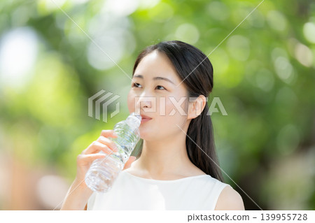 Fresh greenery, woman, beauty, water 139955728