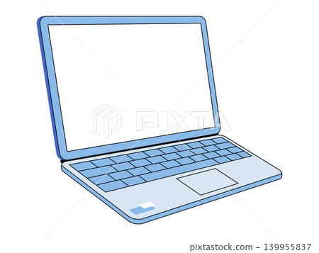 Laptop computer with a blank white screen vector illustration. Remote work, online education, digital marketing, software development, business communication, web design. Portable notebook device 139955837