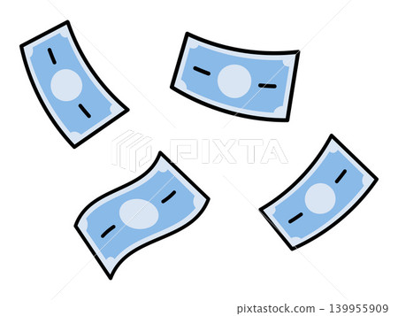 Blue paper money banknotes falling down vector illustration. Financial success, wealth, economy, profit, spending, investment. Cash bills floating in the air for business concepts Blue paper money banknotes falling down vector illustration. Financial success, wealth, economy, profit, spending, investment. Cash bills floating in the air for business concepts 139955909