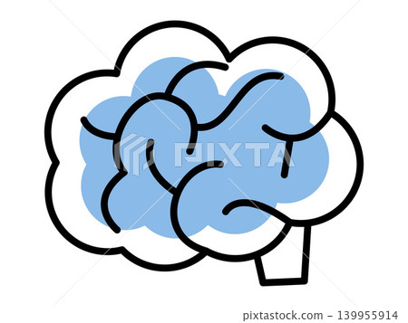 Human brain line art with blue color splash vector illustration. Mental health, neurology, psychology, intelligence, education, science. Minimalist organ drawing for medical research Human brain line art with blue color splash vector illustration. Mental health, neurology, psychology, intelligence, education, science. Minimalist organ drawing for medical research 139955914