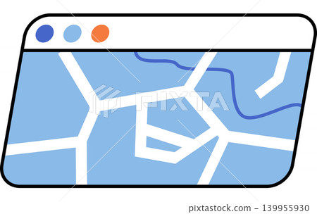 Web browser window showing a city map vector illustration. Navigation, travel planning, logistics, urban routing, tracking, online search. Internet browser frame with street atlas Web browser window showing a city map vector illustration. Navigation, travel planning, logistics, urban routing, tracking, online search. Internet browser frame with street atlas 139955930