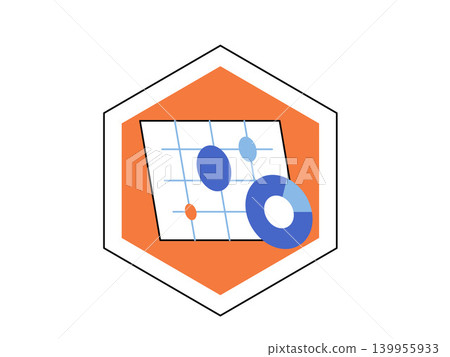 Data charts and graphs in a hexagon vector illustration. Business analytics, financial reporting, statistics, dashboard, research, management. Analytics symbol with infographic elements Data charts and graphs in a hexagon vector illustration. Business analytics, financial reporting, statistics, dashboard, research, management. Analytics symbol with infographic elements 139955933