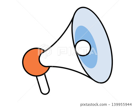 Megaphone bullhorn icon with orange and blue colors vector illustration. Marketing, public announcement, social media alert, business communication, news, protest. Loudspeaker device for shouting Megaphone bullhorn icon with orange and blue colors vector illustration. Marketing, public announcement, social media alert, business communication, news, protest. Loudspeaker device for shouting 139955944