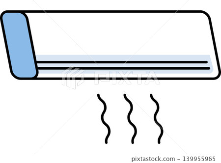 Split system air conditioner unit with cooling wind flow vector illustration. Climate control, home comfort, summer heat, HVAC services, temperature regulation, indoor cooling. Wall mounted AC device Split system air conditioner unit with cooling wind flow vector illustration. Climate control, home comfort, summer heat, HVAC services, temperature regulation, indoor cooling. Wall mounted AC device 139955965