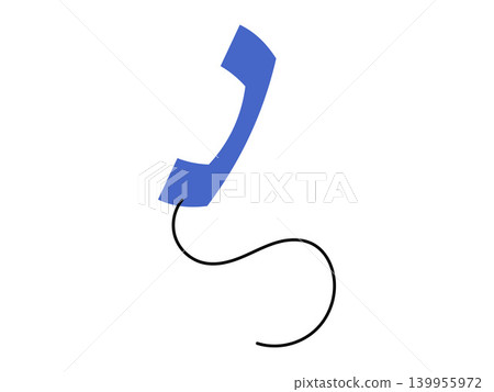 Blue telephone handset with a black cord vector illustration. Customer support, hotline, telemarketing, business communication, technical assistance, contact center. Phone receiver with wire Blue telephone handset with a black cord vector illustration. Customer support, hotline, telemarketing, business communication, technical assistance, contact center. Phone receiver with wire 139955972