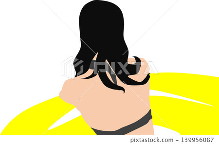 Illustration of a woman playing with a lifebuoy in the sea. Illustration of a woman playing with a lifebuoy in the sea. 139956087