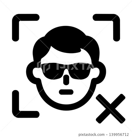 Icon illustration of a face recognition device wearing sunglasses Icon illustration of a face recognition device wearing sunglasses 139956712