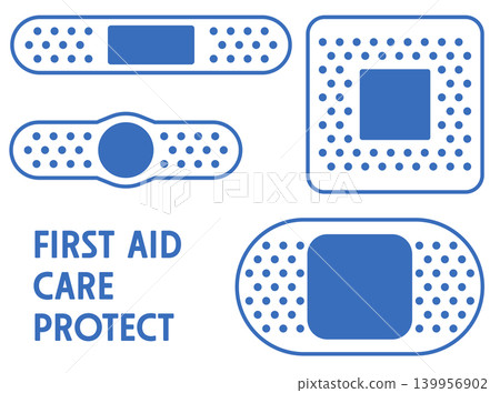 A set of simple illustrations of bandages. 139956902