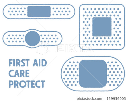 A set of hand-drawn style illustrations of bandages. A set of hand-drawn style illustrations of bandages. 139956903