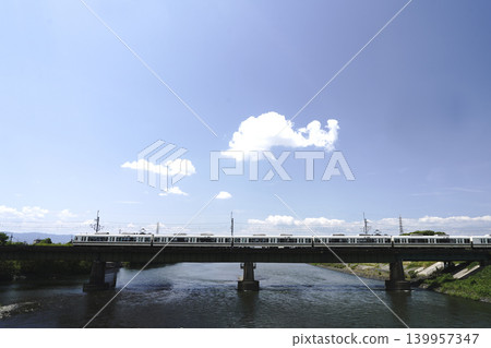 A JR Nara Line train crossing the Uji River. A JR Nara Line train crossing the Uji River. 139957347