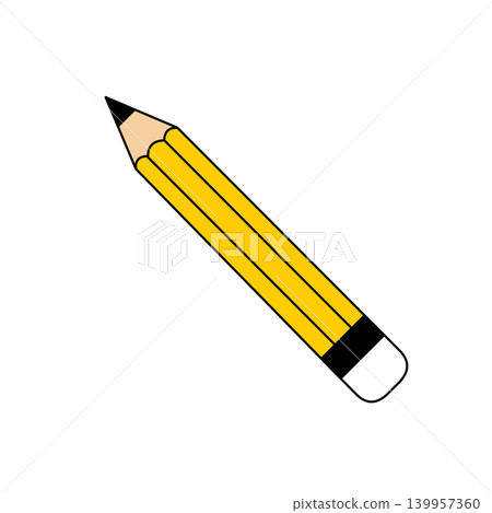 Illustration of a yellow pencil with an eraser at an angle, with a transparent background. Sophisticated hand-drawn flat design. Illustration of a yellow pencil with an eraser at an angle, with a transparent background. Sophisticated hand-drawn flat design. 139957360